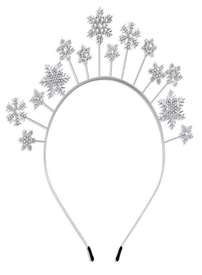 CEALXHENY Holiday Christmas Snowflake Headband for Women - Rhinestone Crystal Hairband Tiara Party Favors (A - Snowflake 6) - Image 1