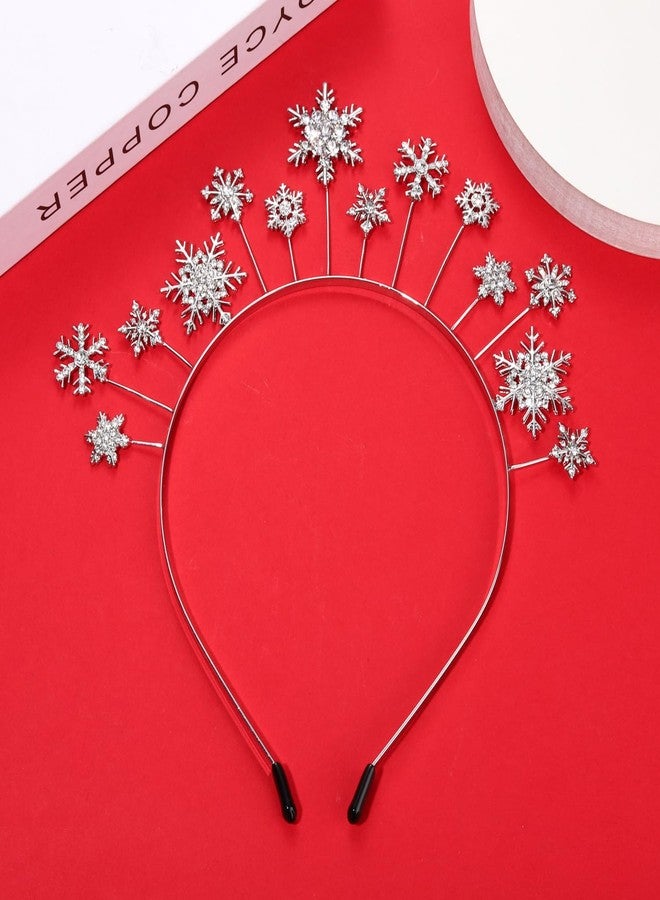 CEALXHENY Holiday Christmas Snowflake Headband for Women - Rhinestone Crystal Hairband Tiara Party Favors (A - Snowflake 6) - Image 4