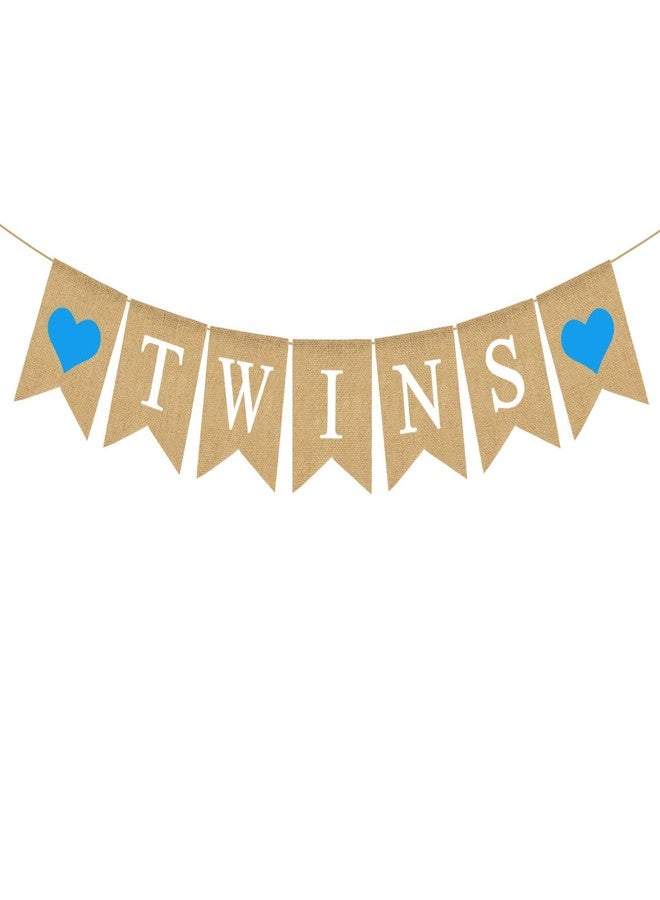 Rainlemon Rustic Burlap Twins Banner for Twin Boys Baby Shower Party Decoration - Image 1