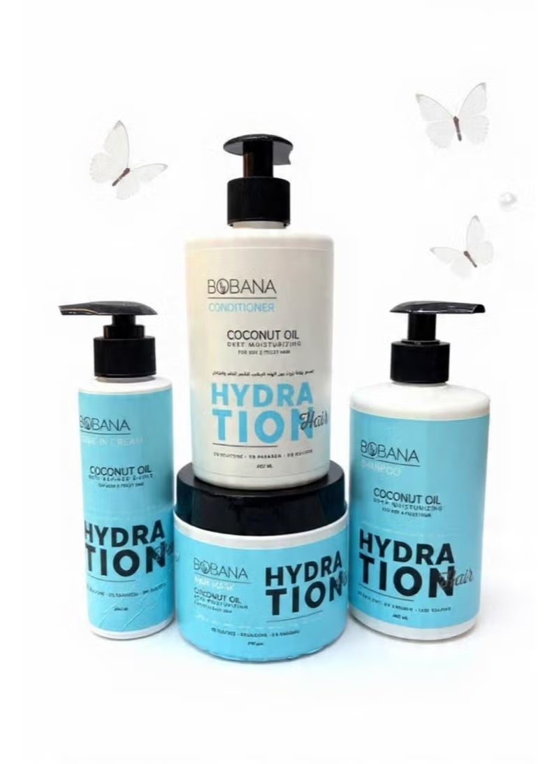 مجموعه العنايه للشعر من بوبانا ( شامبو + بلسم + حمام كريم + ليف ان )