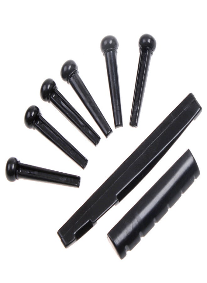 A Set of  Folk Guitar Bone Bridge Pins Saddle Nut - Image 1