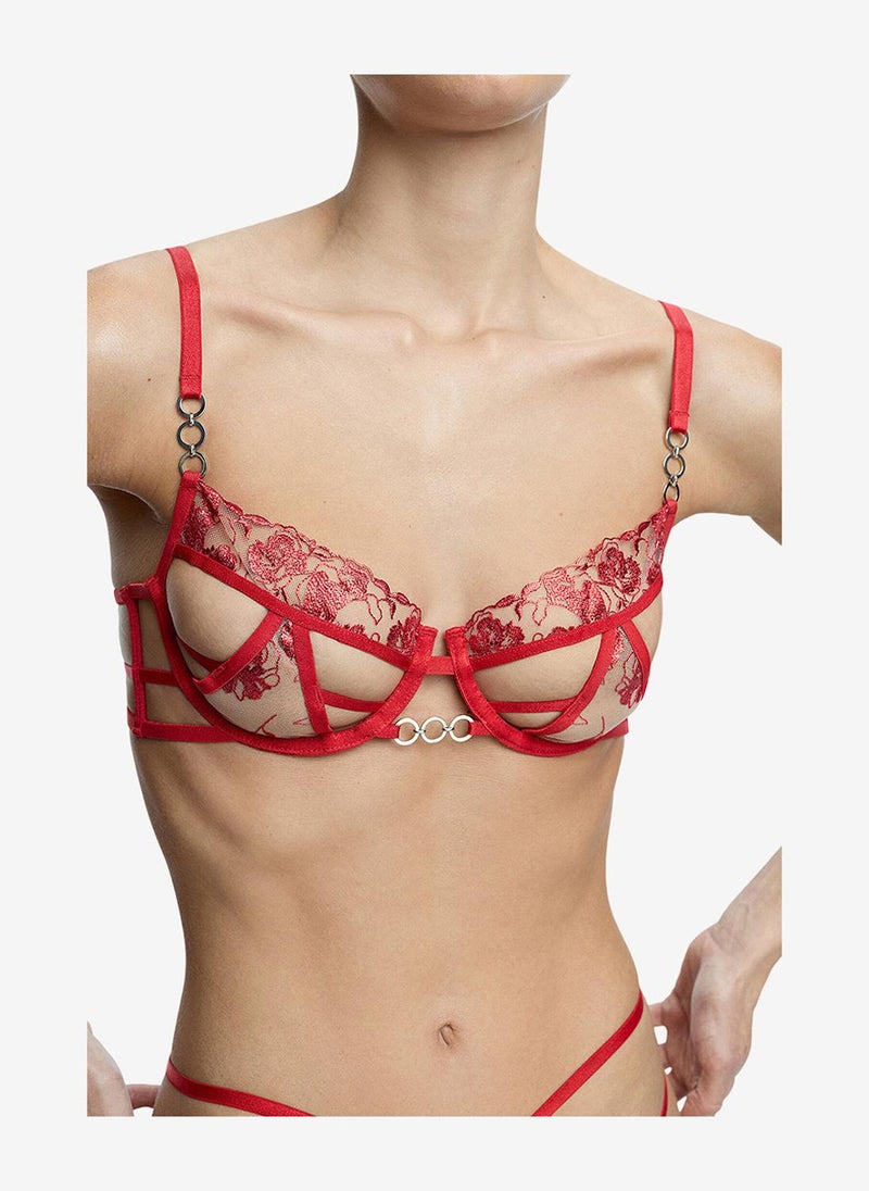Penti Women Rhea Shiny Red Lifting Wired Bra - Image 2