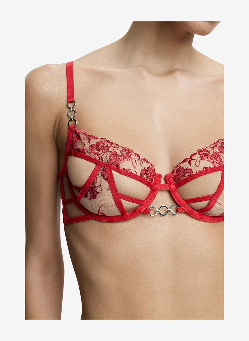 Penti Women Rhea Shiny Red Lifting Wired Bra - Image 3