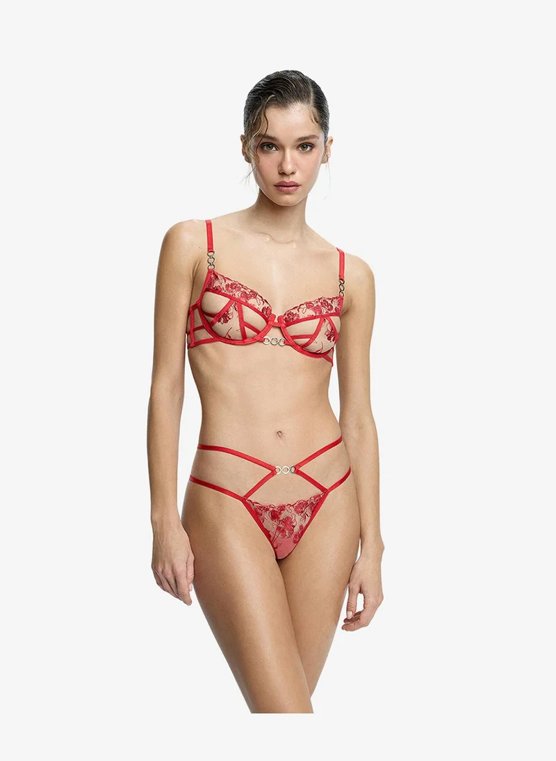 بنتي Women Rhea Shiny Red Lifting Wired Bra