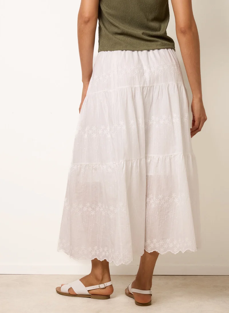 بلو فانيلا Embroidered Tiered Maxi Skirt