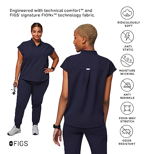 FIGS Rafaela Oversized Scrub Top for Women— Navy Blue, 2XL - Image 3