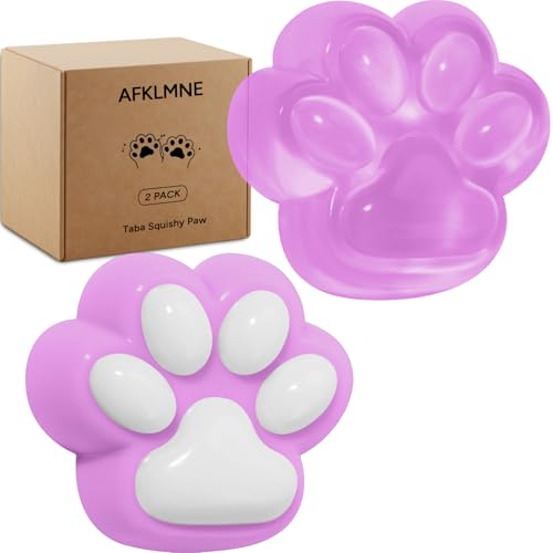 AFKLMNE 2Pack Taba Squishy Cat Paw Sensory Fidget Toys Adults Anxiety Stress Relief Squeeze Toy Soft Cute Kawaii Squishys for Desk School Purple - Image 1