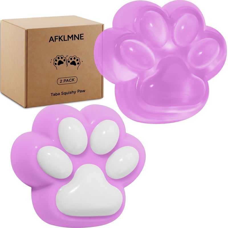 AFKLMNE 2Pack Taba Squishy Cat Paw Sensory Fidget Toys Adults Anxiety Stress Relief Squeeze Toy Soft Cute Kawaii Squishys for Desk School Purple - Image 3