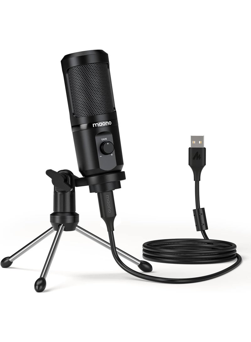 ماونو AU-PM461TR ميكروفون مكثف USB للكمبيوتر واللابتوب والغناء، ميكروفون تسجيل احترافي مع تحكم في مستوى الصوت للألعاب والبودكاست والاستوديو والبث والفلوغ - Image 1