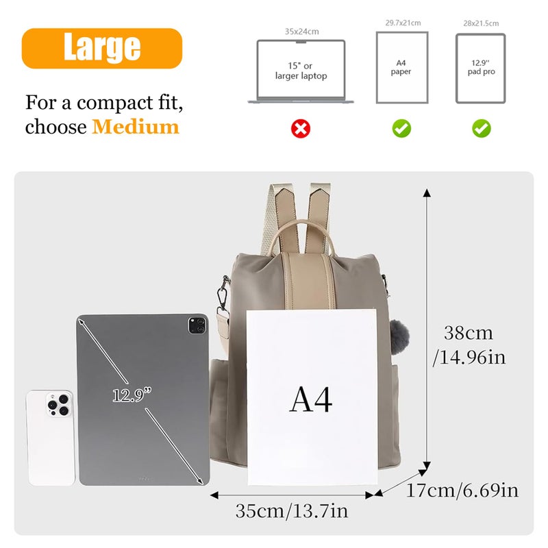 PINCNEL Women Backpack Purse Waterproof Nylon Anti-theft Rucksack Lightweight Shoulder Bag - Image 3