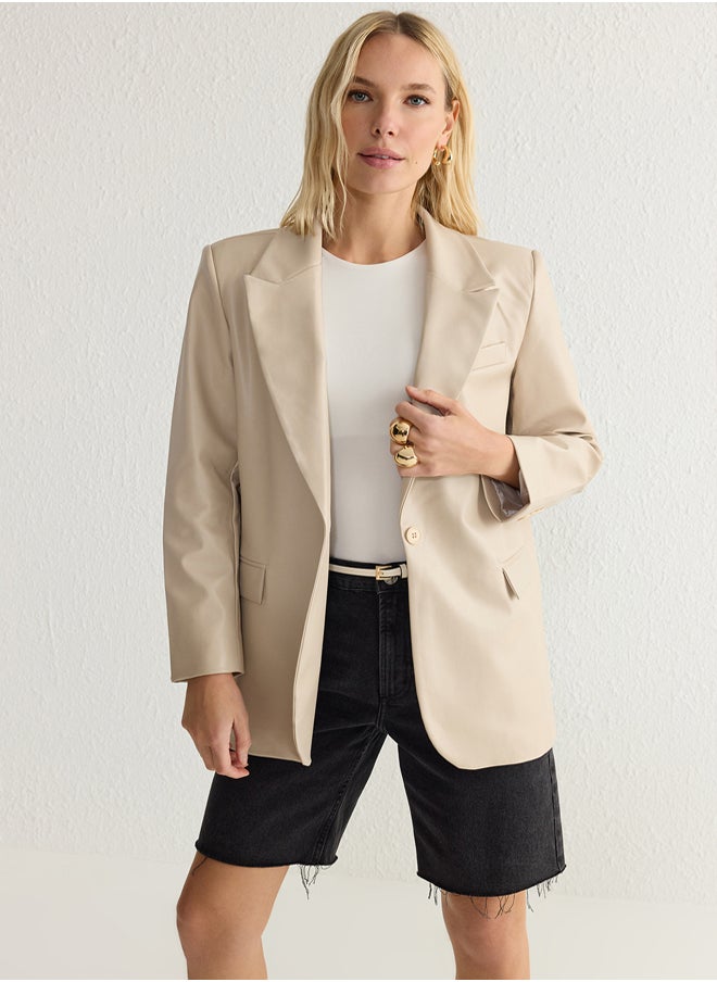 trendyol Shawl Collar Lined Regular Fit Blazer Jacket TWOAW25BC00022  - Image 4