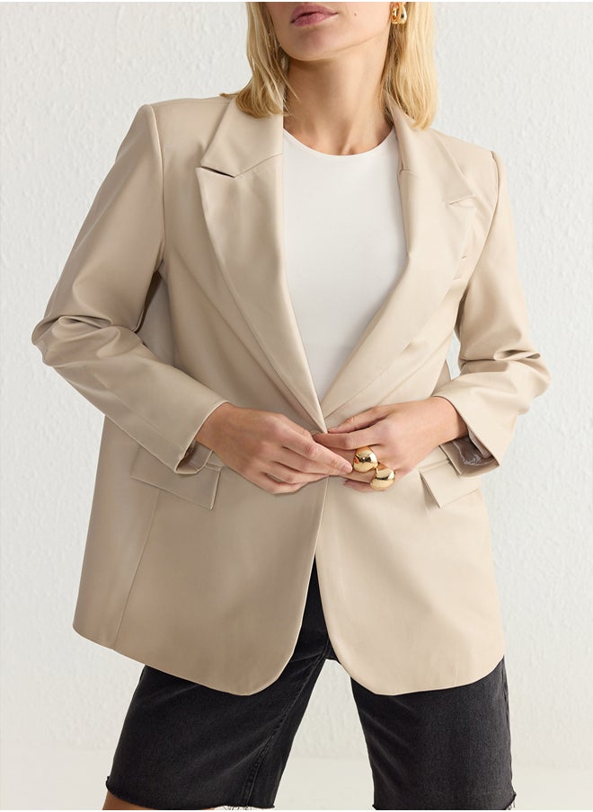 trendyol Shawl Collar Lined Regular Fit Blazer Jacket TWOAW25BC00022  - Image 3