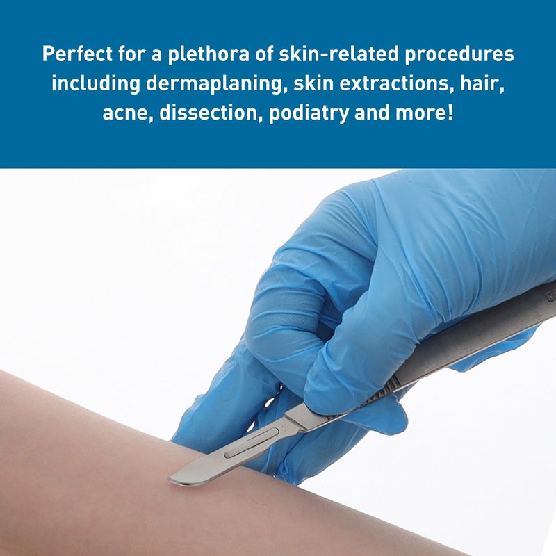 BodyMed شفرات ديرمابلانينغ BodyMed #10 من الفولاذ الكربوني، 100 قطعة - معقمة للجراحة، العناية بالبشرة، إزالة الشعر، وإجراءات طب الأقدام - شفرة تفاصيل صغيرة للاختصاصيين في التجميل - Image 5