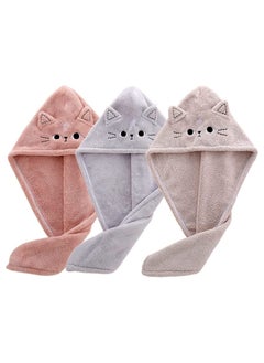 Excefore Hair Drying Towels 3 Packs Microfiber Hair Towel Wrap Funny Cat Hair Drying Towels for Women Girls Cat Lovers Ultra Absorbent Quick Dry Hair Turban for Drying Long Thick Curly Hair  - Image 1