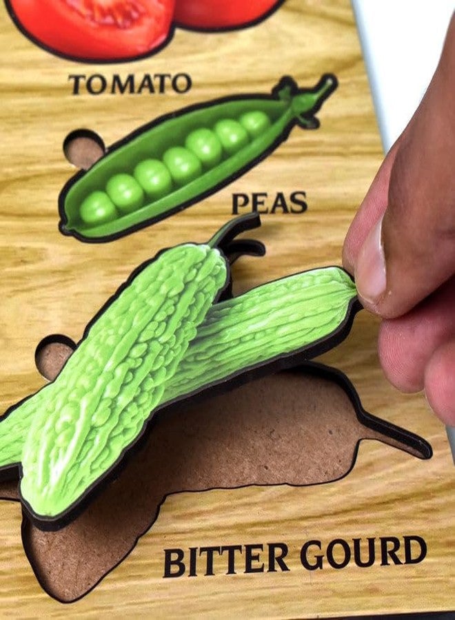 Vastate Wooden Vegetable Puzzle Board 28×20cm - Educational Toy for Kids, Interactive Learning Tool to Enhance Shape, Color & Vegetable Recognition Skills (Pack of 1) - Image 2