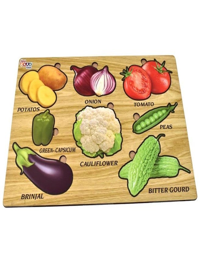 Vastate Wooden Vegetable Puzzle Board 28×20cm - Educational Toy for Kids, Interactive Learning Tool to Enhance Shape, Color & Vegetable Recognition Skills (Pack of 1) - Image 1