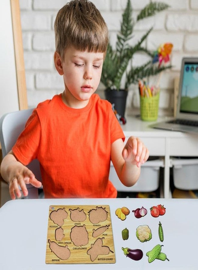 Vastate Wooden Vegetable Puzzle Board 28×20cm - Educational Toy for Kids, Interactive Learning Tool to Enhance Shape, Color & Vegetable Recognition Skills (Pack of 1) - Image 4