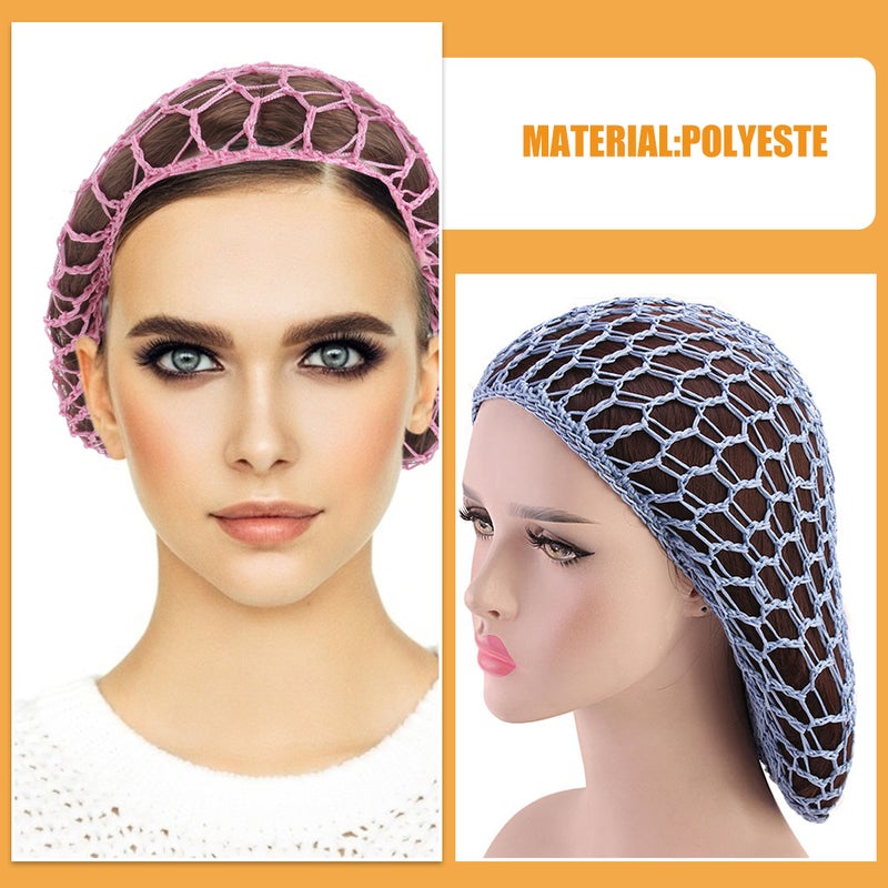 2PCS Crochet Hair Net for Women Mesh Hair Net for Sleep Rayon Knit Snood Hat Crocheted Sleep Cap Hair Cover for Hair - Image 5