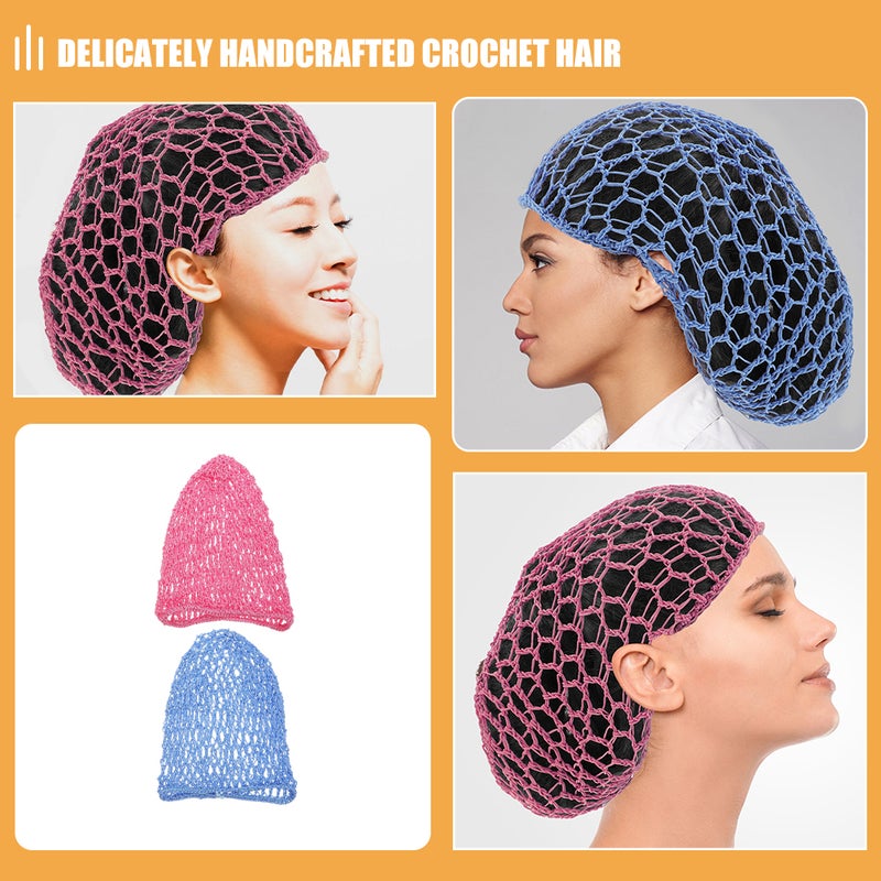 2PCS Crochet Hair Net for Women Mesh Hair Net for Sleep Rayon Knit Snood Hat Crocheted Sleep Cap Hair Cover for Hair - Image 3