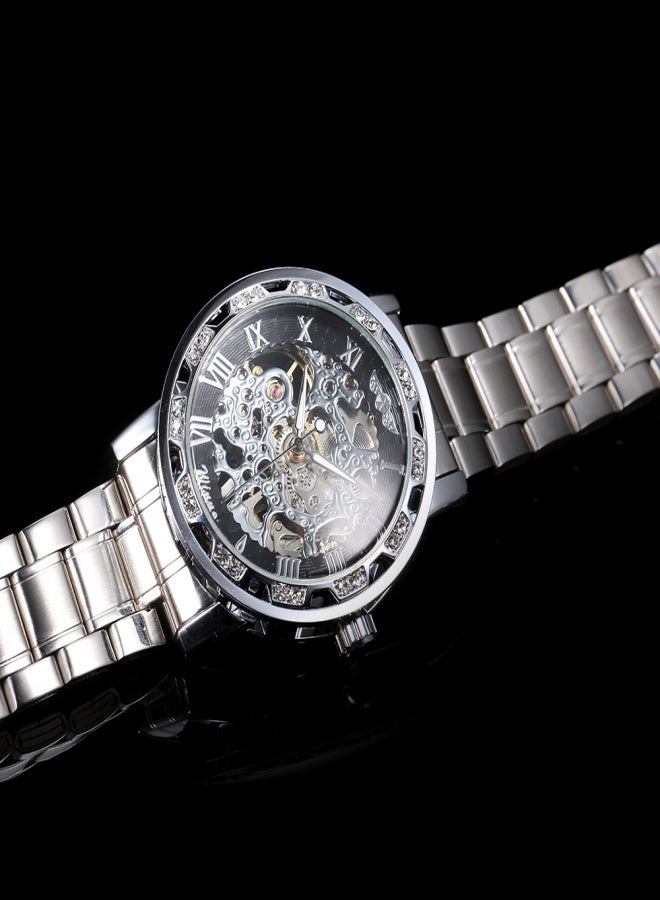 Winner Men Watch Fashion Diamond Display Luminous Hands Gear Movement Retro Mechanical Skeleton Watches Luxury Casual Business Wristwatch - Image 3