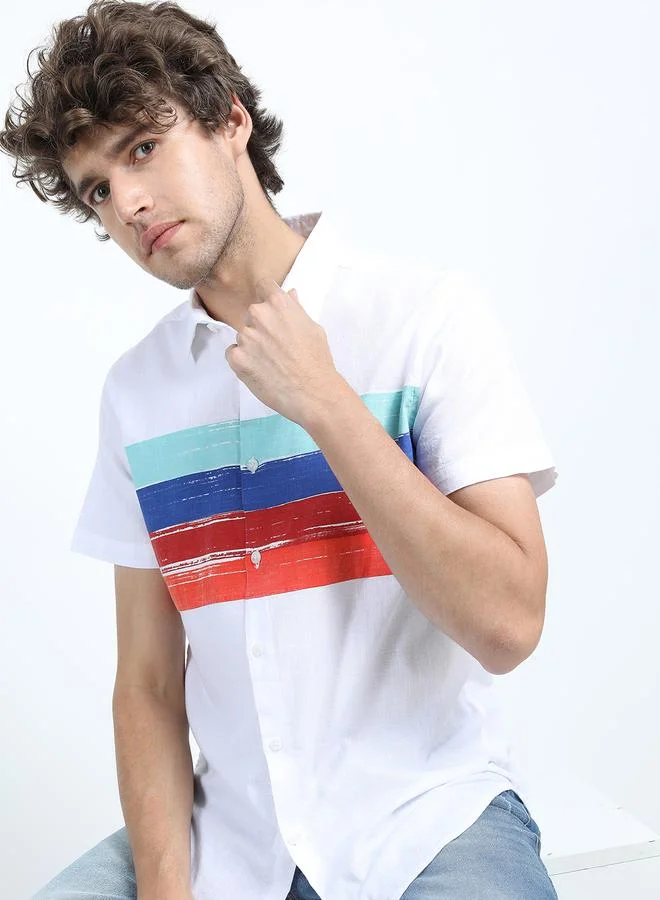 Ketch Contrast Print Cotton Casual Shirt by Styli