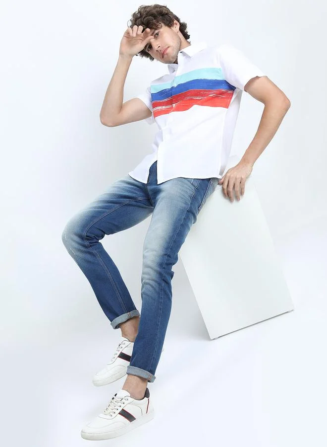 Ketch Contrast Print Cotton Casual Shirt by Styli
