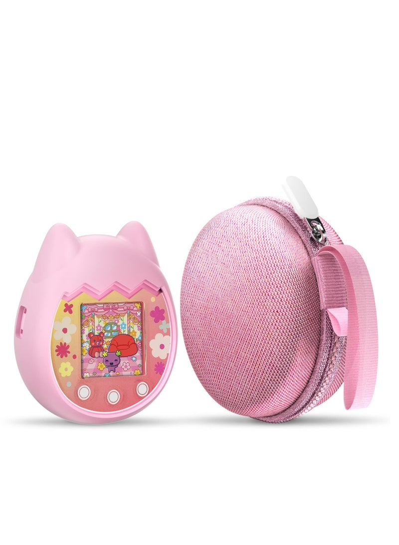 Virtual Pet Game Machine Silicone Case Soft Skin Cover Case Set for Tamagotchi Pix Interactive Virtual Pet Game Machine (1 Set Pink)  - Image 1