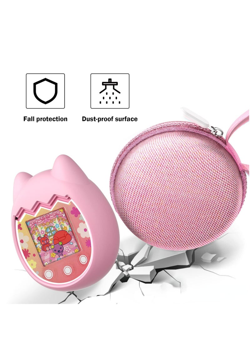 Virtual Pet Game Machine Silicone Case Soft Skin Cover Case Set for Tamagotchi Pix Interactive Virtual Pet Game Machine (1 Set Pink)  - Image 3