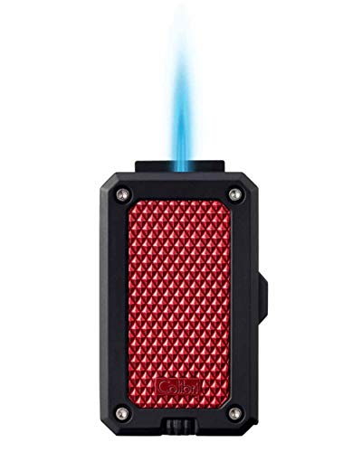 Colibri Rally Single Jet Flame Butane Lighter, Windproof & Refillable, Cigar Enthusiast's Choice with Blue Fuel Window and Adjustable Flame (Black & Red) - Image 4