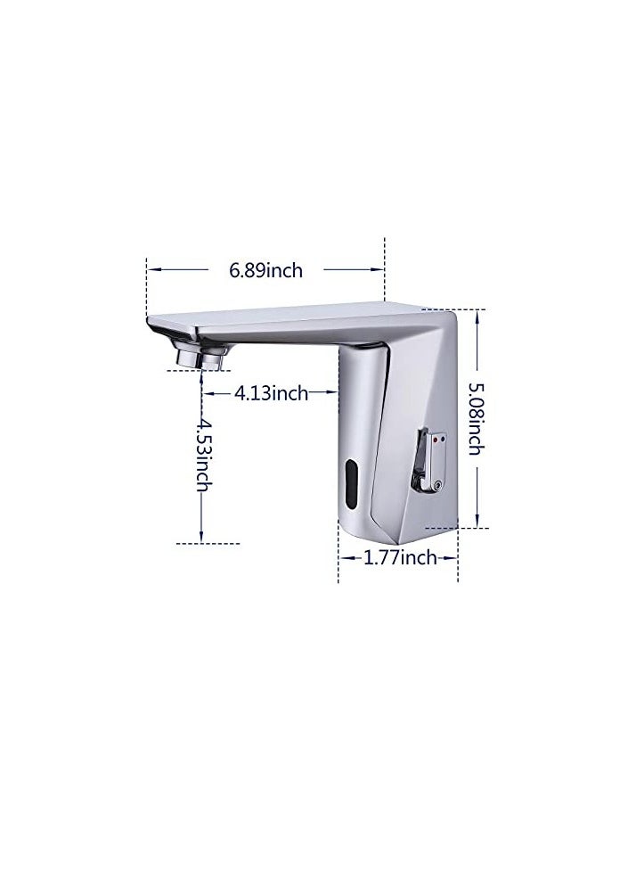 Excefore - Automatic Sensor Faucet, Touchless Faucet for Bathroom, Chrome Vanity Faucets, Easy Installation Hand Free Faucet with Temperature Adjustable Knob Ideal for School Home Hotel - Image 1