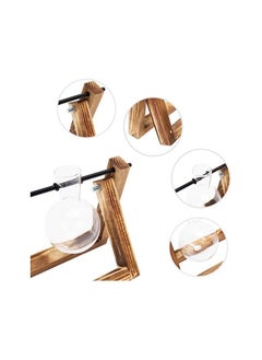 ORiTi Hyindoor Plant Terrarium with Vintage Wooden Stand and Metal Rotating Rod for Hydroponics Propagation Station  - Image 3