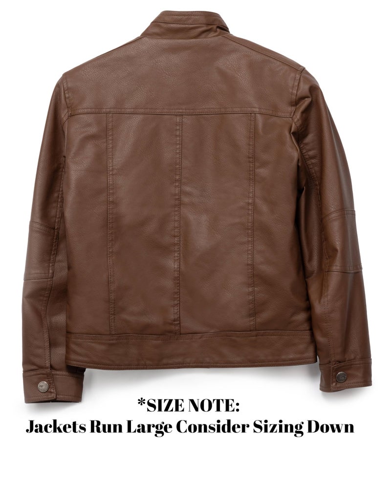 X RAY Teen Faux Leather Jacket for Fall & Winter, Kids Outerwear Coat, Motorcycle PU Leather Jacket for Boys, Tan, Large - Image 2