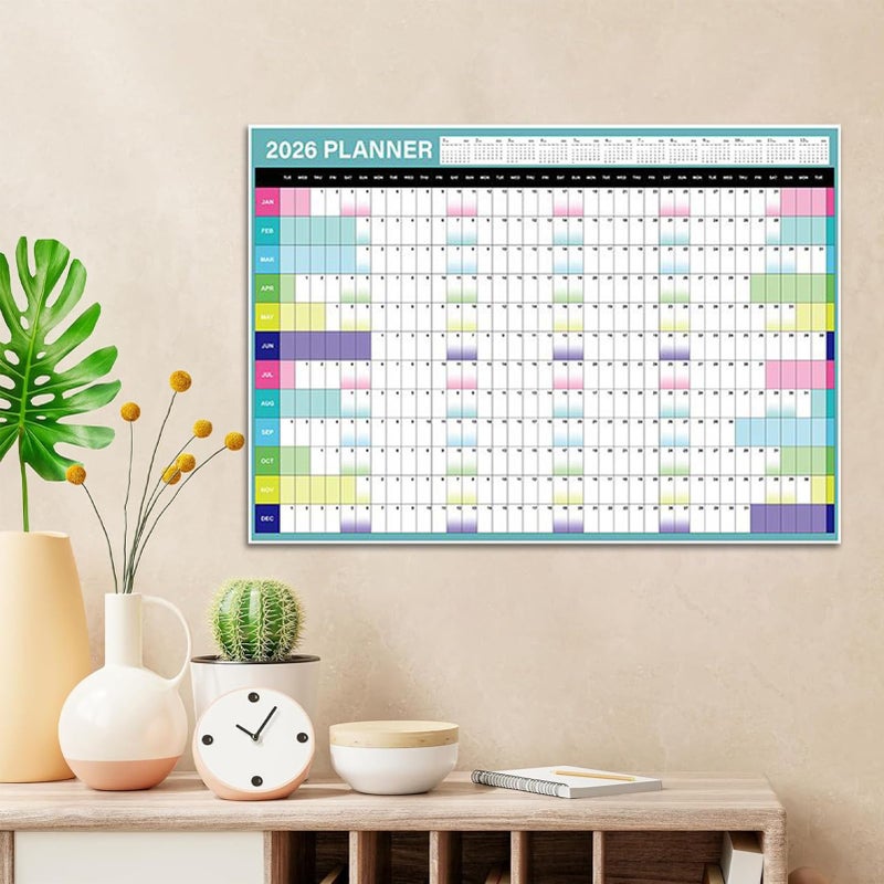 2026 Wall Calendar 12 Months Large Grid Planner with Stickers for School Teachers Family Meal Planning - Image 3