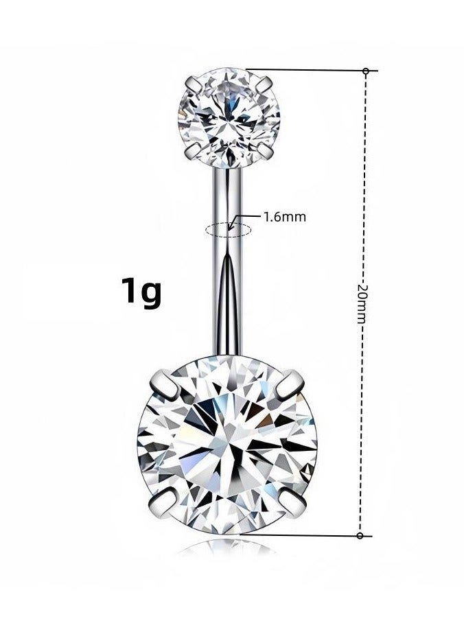 3pcs Belly on Rings Surgical Stainless Steel Round Cubic Zirconia  Barbell Stud Body Piercing Ear Studs  - Image 3