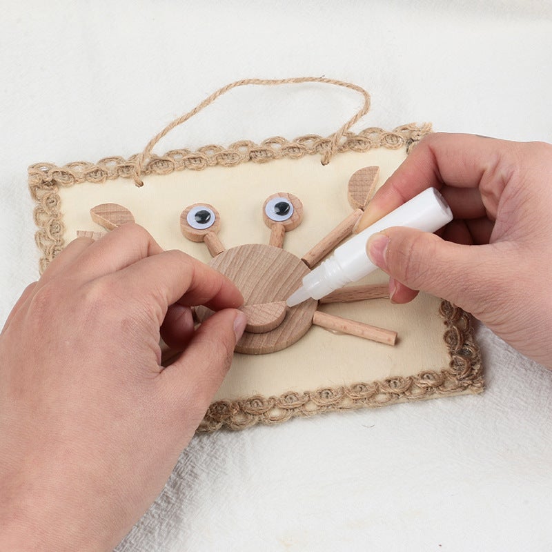 Children'S Puzzle Handmade Tree Branch Picture Frame Painting Children'S Creative Natural Wood Chip Diy Semi-Finished Material Bag - Image 5