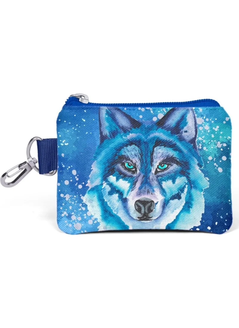 CORAL HIGH Blue Wolf Patterned Coin Purse Boy
