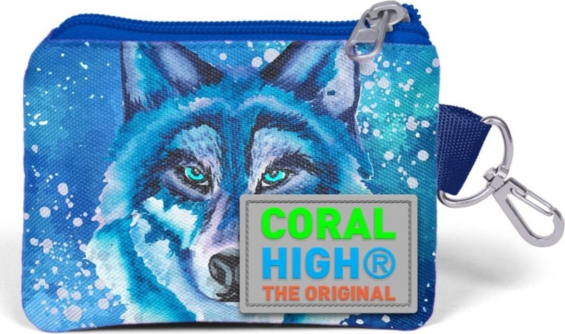 CORAL HIGH Blue Wolf Patterned Coin Purse Boy  - Image 2