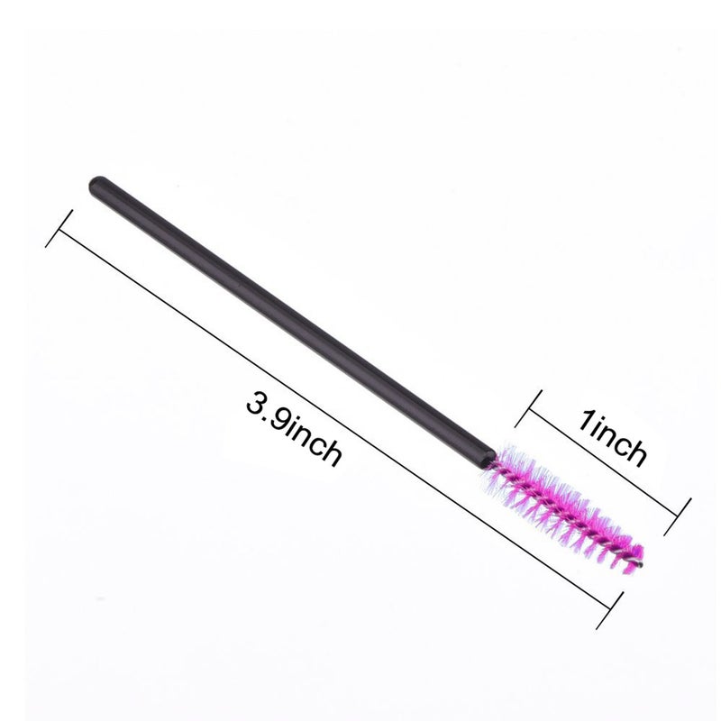 GoWorth 200 PCS Disposable Eyelash brush Mascara Wands Spoolies for Eye Lash Extension, Eyebrow and Makeup (Black&Rose red) - Image 2