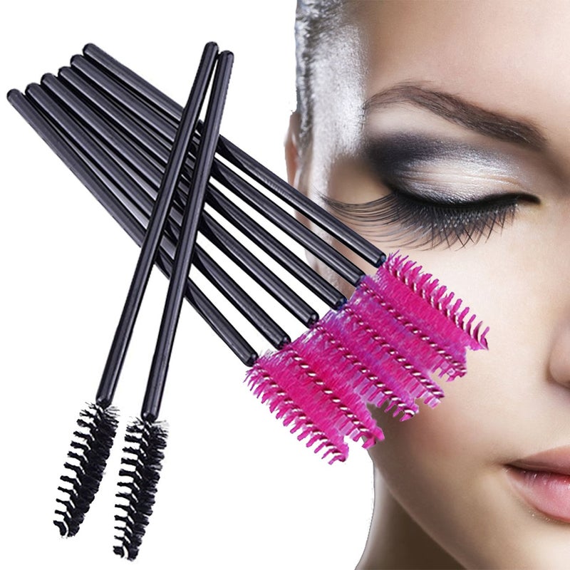 GoWorth 200 PCS Disposable Eyelash brush Mascara Wands Spoolies for Eye Lash Extension, Eyebrow and Makeup (Black&Rose red) - Image 3