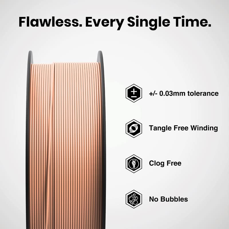 NUMAKERS خيوط طابعة ثلاثية الأبعاد PLA+، 1.75 مم، دقة أبعاد +/- 0.03 مم، بكرة 1 كجم (2.2 رطل)، متوافقة مع معظم طابعات FDM (جلد المشمش) - Image 3