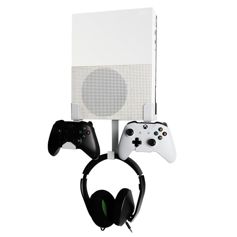 Nymus Wall Mount for Xbox One S, Metal Wall Mount Holder for Xbox One S with Detachable 2 Controller Holder & Headphone Hanger - Image 1