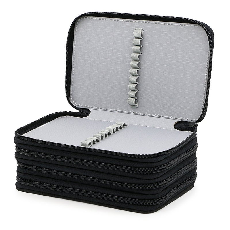 BTSKY Handy Wareable Oxford Colored Pencil Bags Large 72 Slots Pencil Organizer Portable Watercolor Pencil Wrap Case (Black) - Image 3