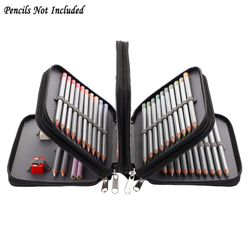 BTSKY Handy Wareable Oxford Colored Pencil Bags Large 72 Slots Pencil Organizer Portable Watercolor Pencil Wrap Case (Black) - Image 1