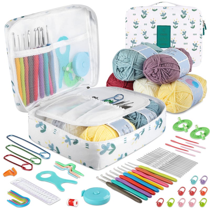 OWill 61PCS Crochet Hooks Set Crochet Kits for Beginners AdultsCrochet Hook with Storage Bag and AccessoriesErgonomic Crochet Hooks for Arthritic Hands