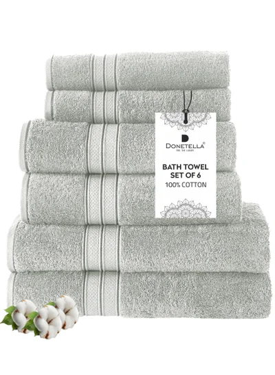 Donetella Premium Towel 6-Pcs Set, 100% Combed Cotton 600 GSM, Highly Absorbent, Quick Dry Towel Set Include 2 Bath Towel, 2 Bath Sheet, 2 Hand Towel, Best Set for Bathroom Gym, Hotel And Spa,White