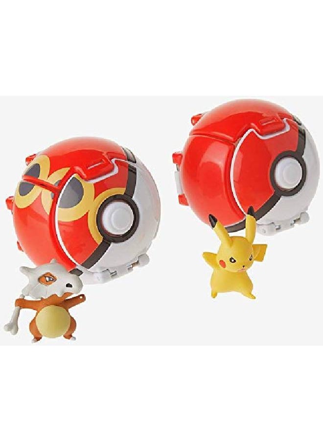 TOMY - Tomy Pokemon Throw 'N' Pop Duel Pikachu Pokeball & Cubone Repeat Ball Figure Set - Image 1