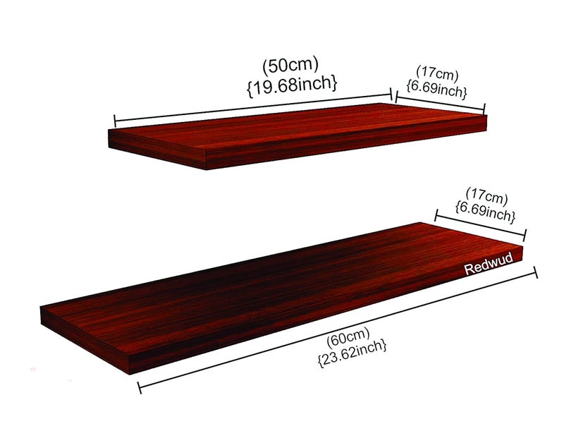 Redwud Redwud Lyla Multipurpose Wooden Wall Mounted Shelf Book Shelf Corner Shelf for Wall Decor Display Rack and Shelves Wall Shelves for Living Room Bedroom Office Walnut Set of 2 - Image 2