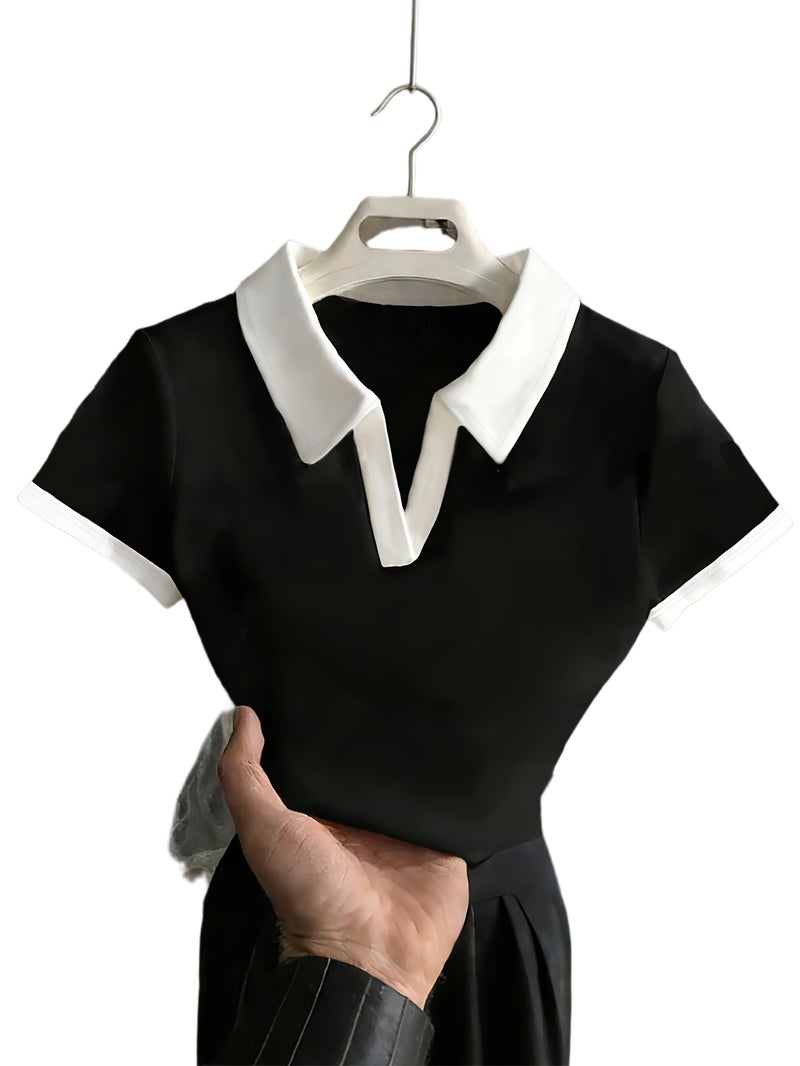 Women's Short Sleeve Crew Neck T - Shirt - Solid Color Blouse - Compatible Basic Top Suitable for Summer & Spring, Machine Washable Casual Shirt, Minimalist Wardrobe Essential for... - Image 1