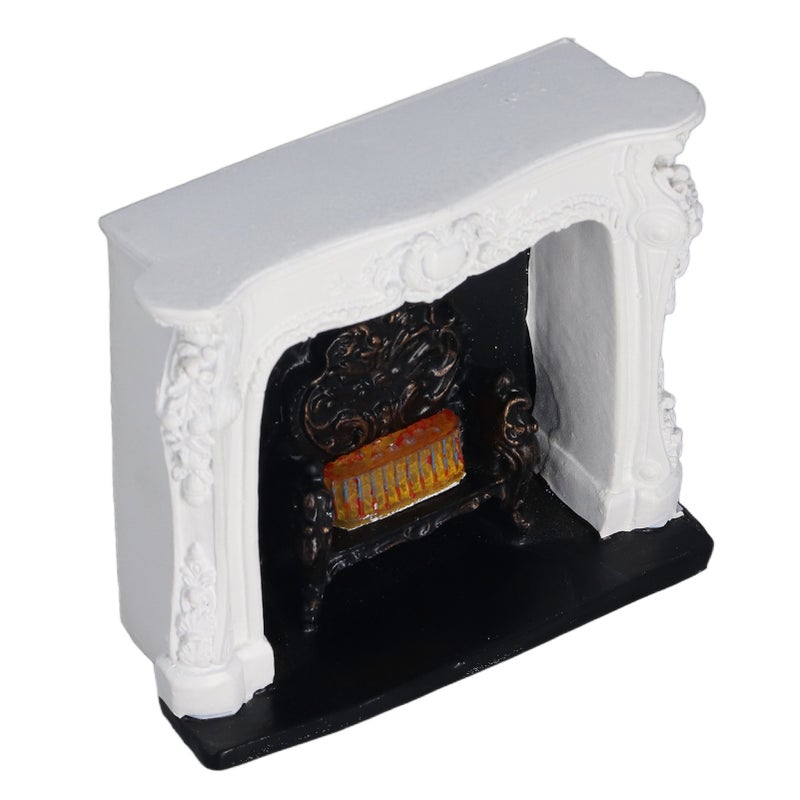 Dollhouse LED Fireplace Rococo Style Simple Switch Control Portable Resin 1:12 Dollhouse Miniature Decoration - Image 5