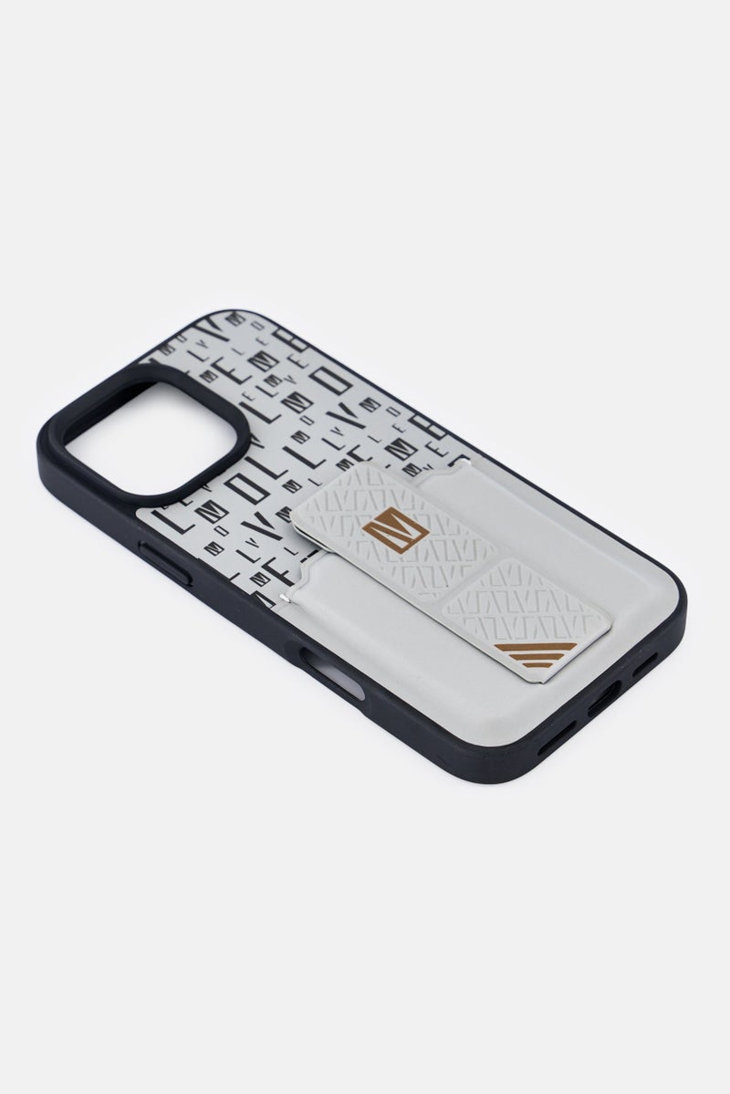 LEVELO iPhone 16 Pro Max Morphix Gripstand Case With Cardholder, Grey - Image 4